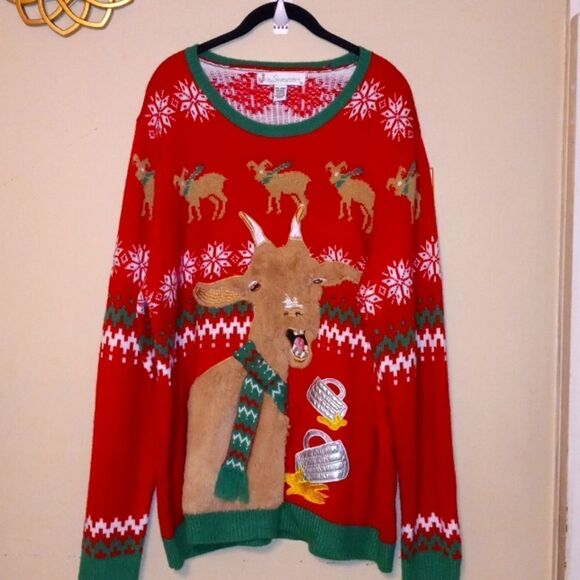 Sweaters - Vintage Drunken Reindeer Christmas Sweater